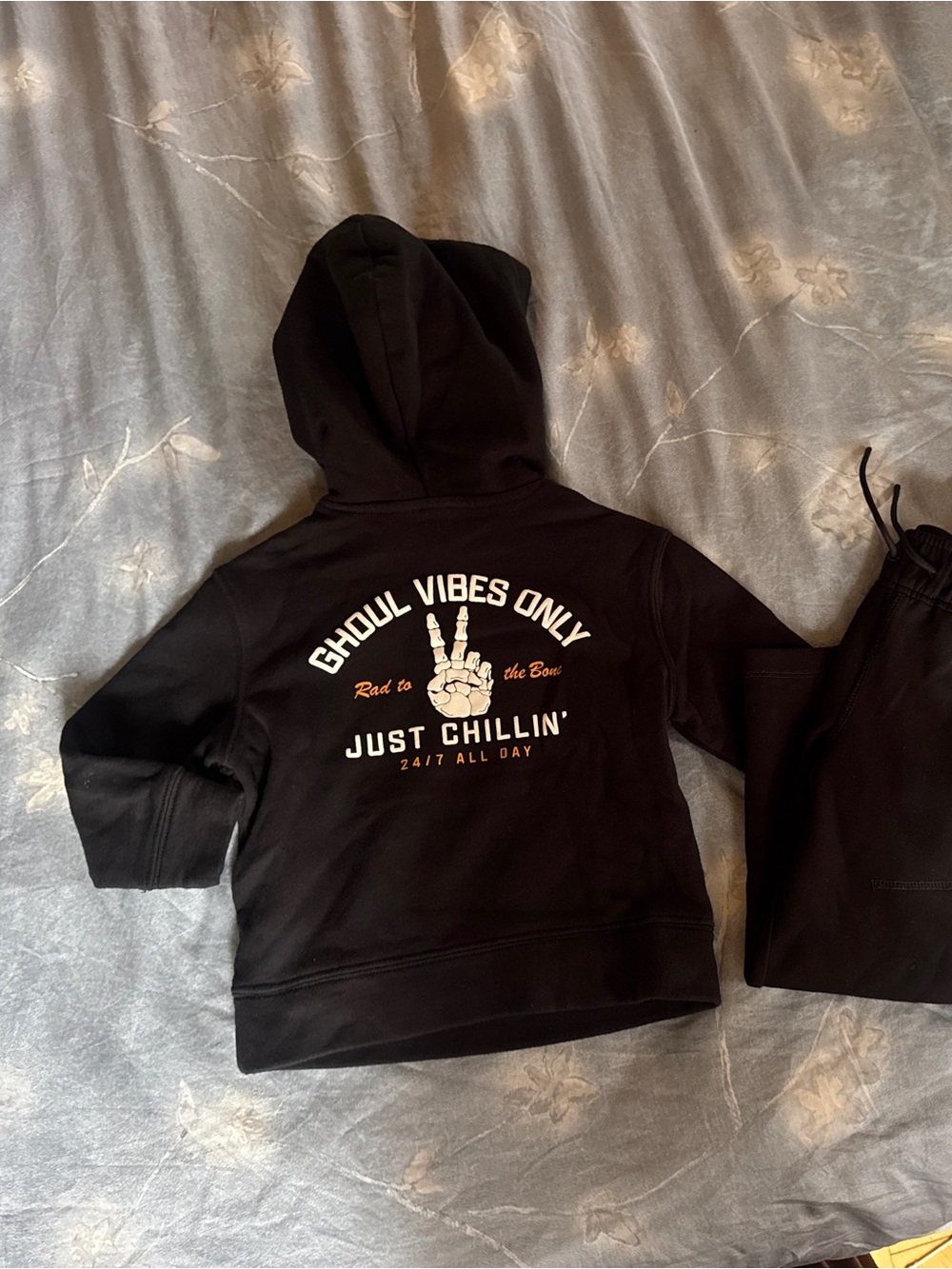 Just Chillin' Kids Black Hoodie - Ghoul Vibes Only & Jogger bundle